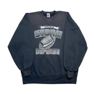 Vintage 90s Storm Defense Football Crewneck Sweatshirt Russell Athletic Men's L